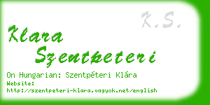 klara szentpeteri business card