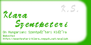 klara szentpeteri business card